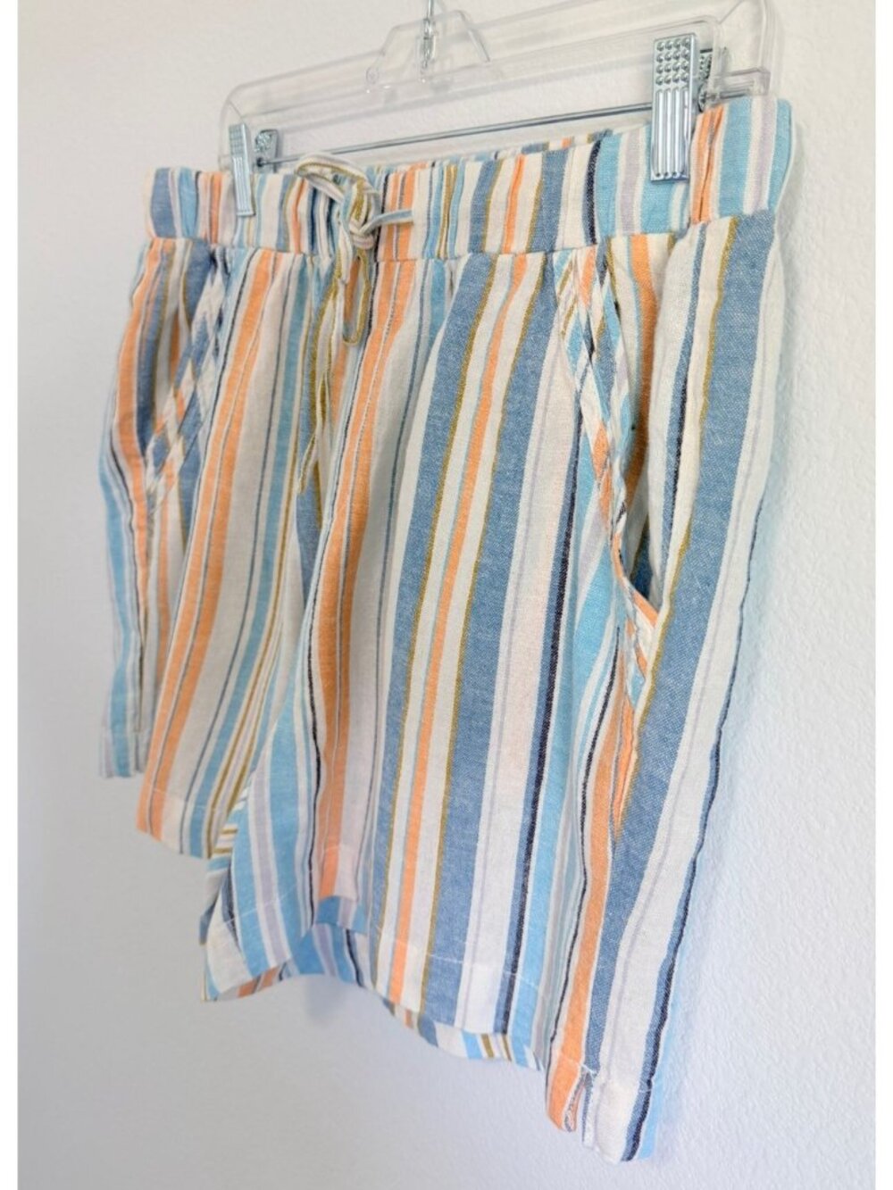 BRIGGS Multicolor Striped Linen Blend Pull On Shorts Women's Size L - Picture 6 of 8